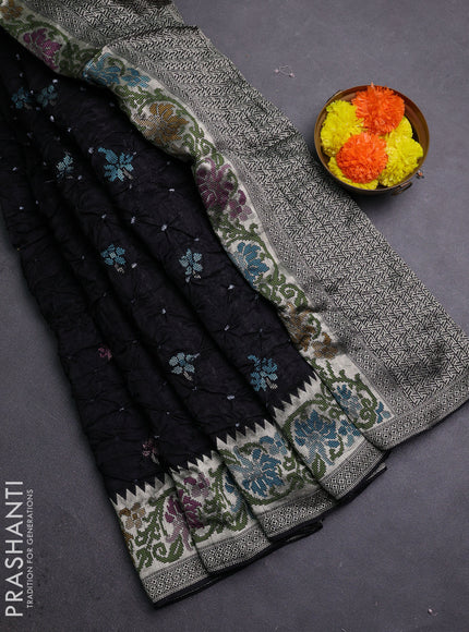 Black Bandhani Silk Saree