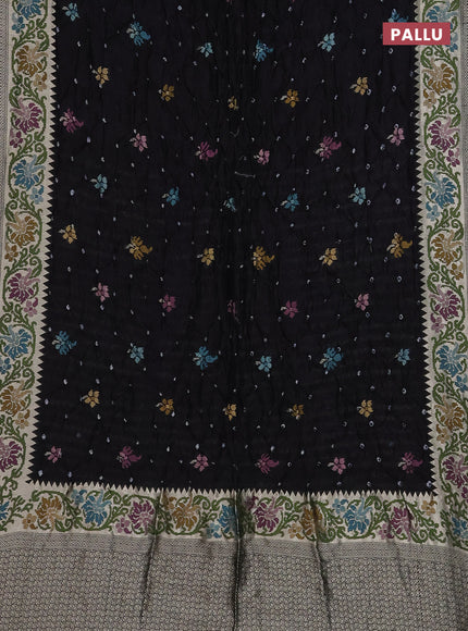 Black Bandhani Silk Saree