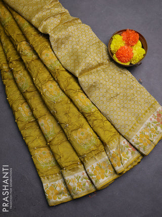 Mehendi Green Bandhani Silk Saree