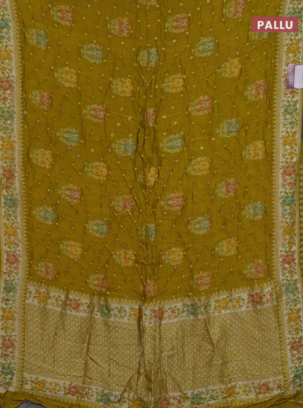 Mehendi Green Bandhani Silk Saree