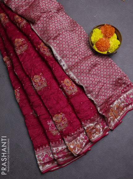 Pink Bandhani Silk Saree