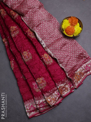 Pink Bandhani Silk Saree