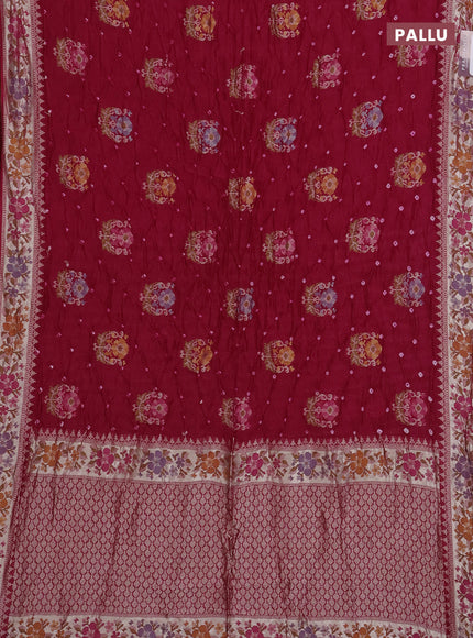 Pink Bandhani Silk Saree