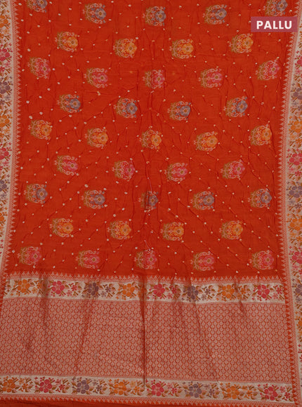 Orange Bandhani Silk Saree