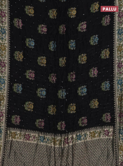 Black Bandhani Silk Saree