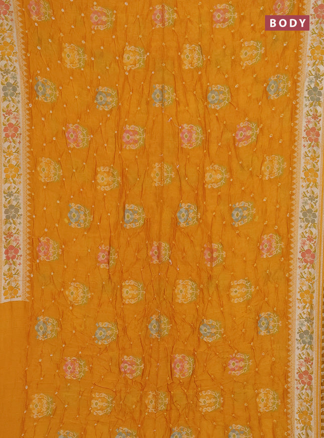 Mango Yellow Bandhani Silk Saree