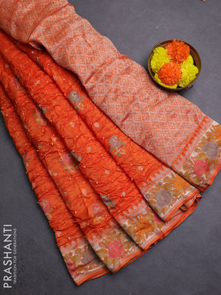 Orange Bandhani Silk Saree