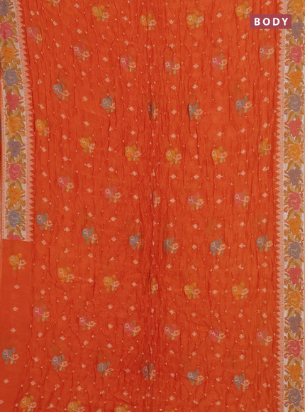 Orange Bandhani Silk Saree