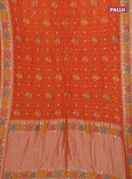 Orange Bandhani Silk Saree