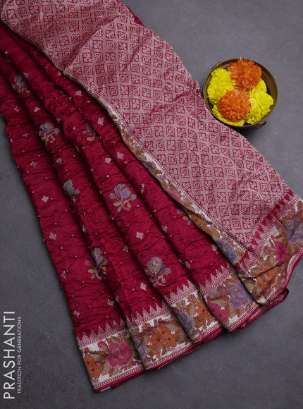 Pink Bandhani Silk Saree
