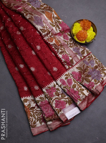 Red Bandhani Silk Saree