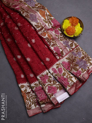 Red Bandhani Silk Saree