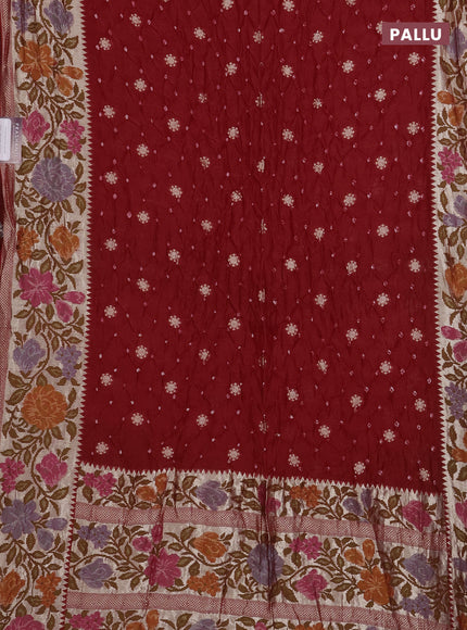 Red Bandhani Silk Saree