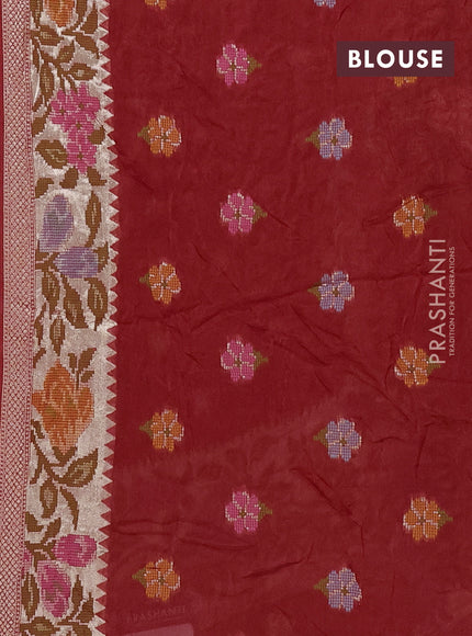 Red Bandhani Silk Saree