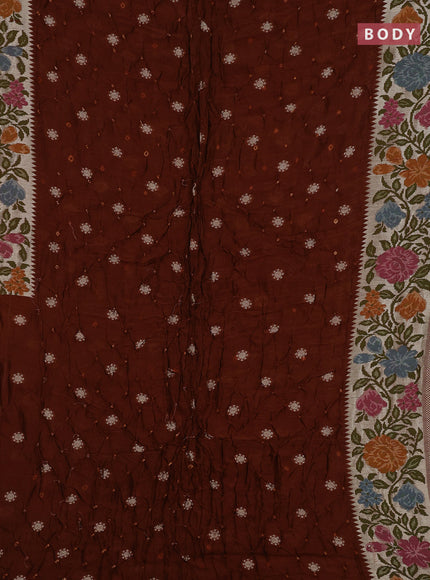 Brown Bandhani Silk Saree