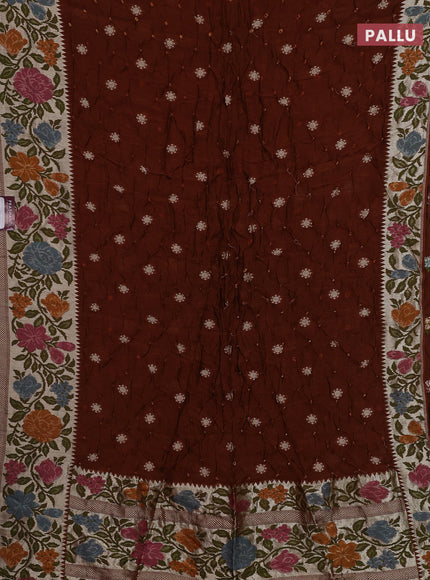 Brown Bandhani Silk Saree