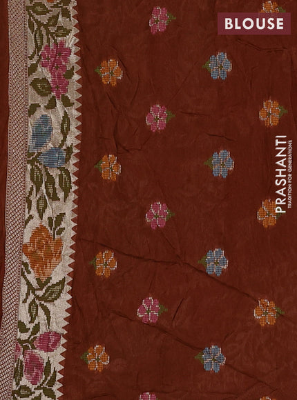 Brown Bandhani Silk Saree