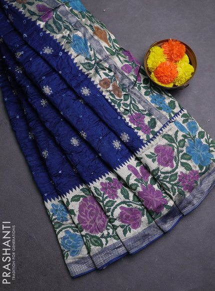 Peacock Blue Bandhani Silk Saree