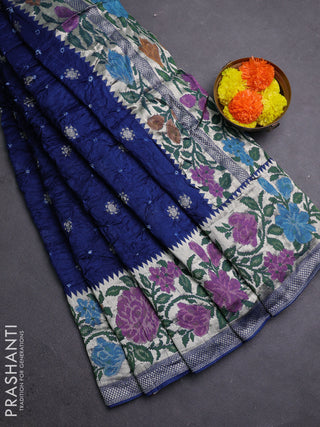 Peacock Blue Bandhani Silk Saree