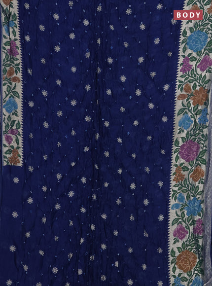 Peacock Blue Bandhani Silk Saree