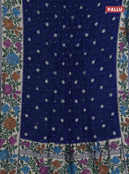 Peacock Blue Bandhani Silk Saree