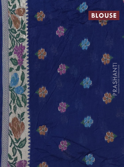 Peacock Blue Bandhani Silk Saree