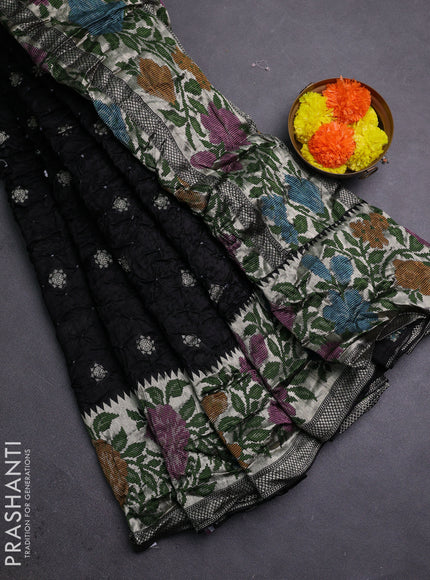 Black Bandhani Silk Saree