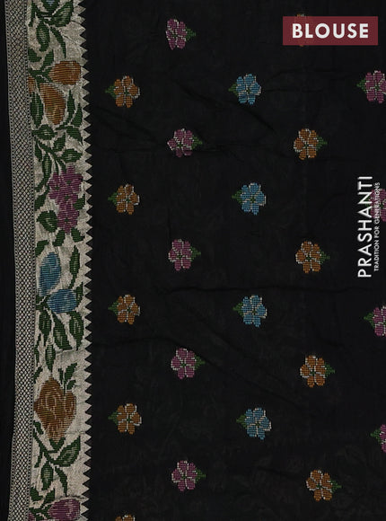 Black Bandhani Silk Saree