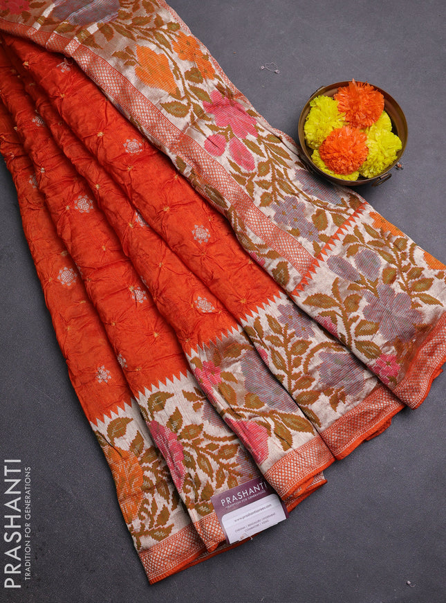 Orange Bandhani Silk Saree