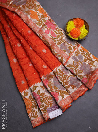 Orange Bandhani Silk Saree