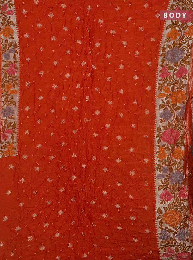 Orange Bandhani Silk Saree
