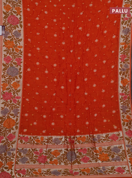 Orange Bandhani Silk Saree