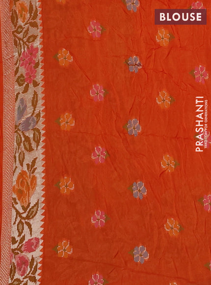 Orange Bandhani Silk Saree