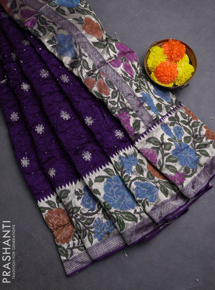 Violet Bandhani Silk Saree