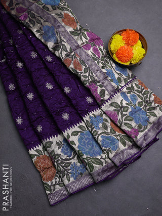 Violet Bandhani Silk Saree