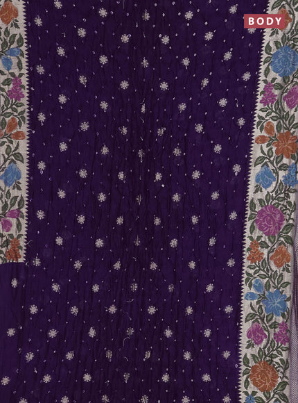 Violet Bandhani Silk Saree