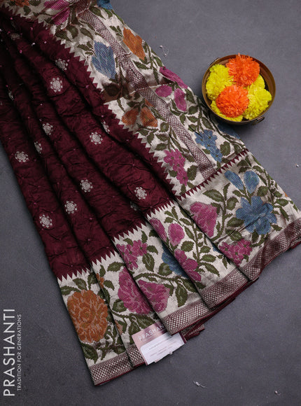 Maroon Bandhani Silk Saree