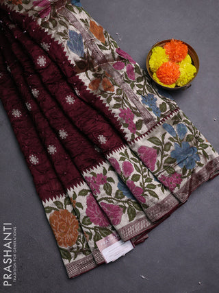 Maroon Bandhani Silk Saree