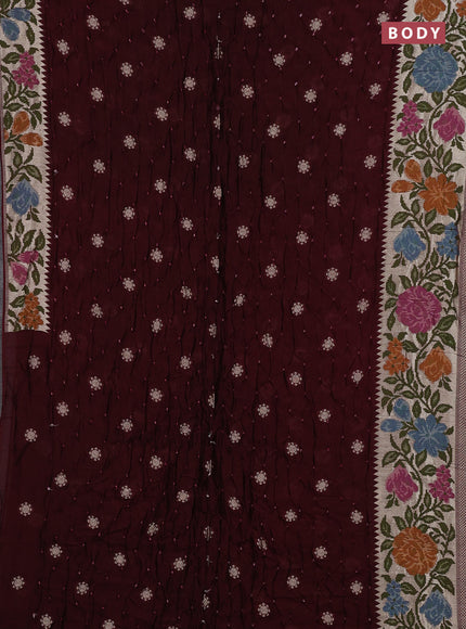 Maroon Bandhani Silk Saree