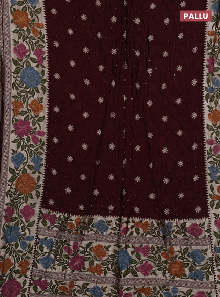 Maroon Bandhani Silk Saree