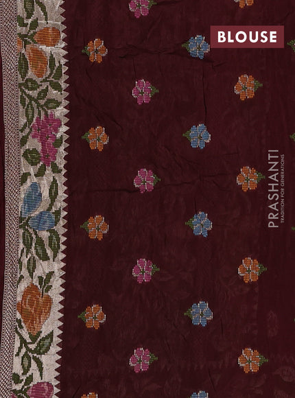 Maroon Bandhani Silk Saree