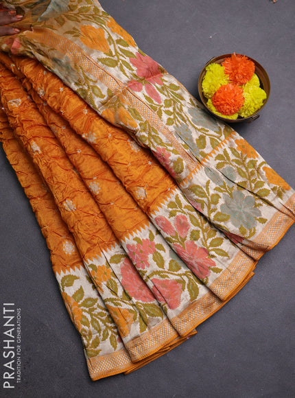 Mango Yellow Bandhani Silk Saree