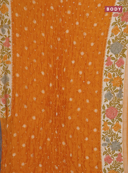 Mango Yellow Bandhani Silk Saree
