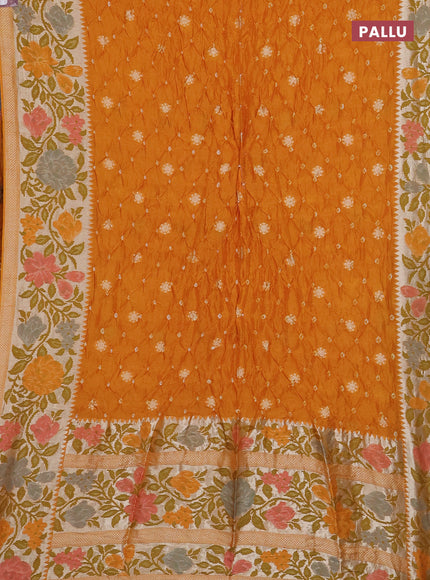 Mango Yellow Bandhani Silk Saree