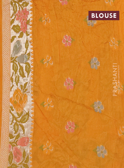 Mango Yellow Bandhani Silk Saree