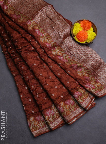 Brown Bandhani Silk Saree