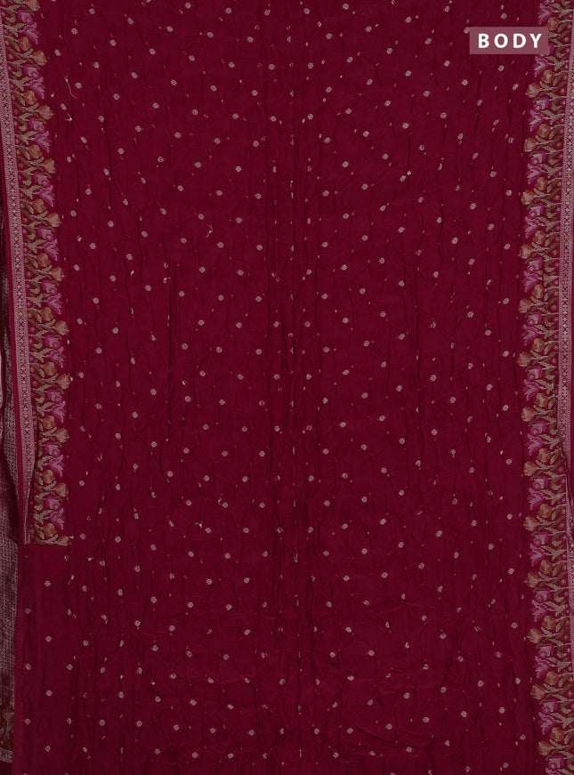 Pink Bandhani Silk Saree