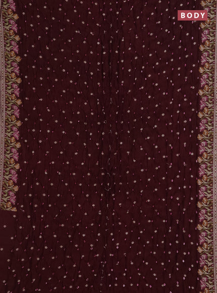 Wine Bandhani Silk Saree