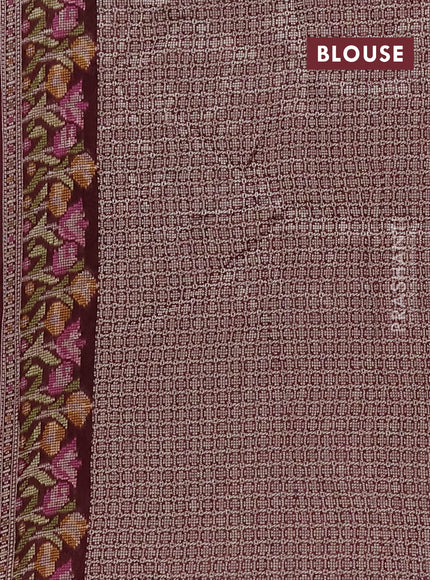 Wine Bandhani Silk Saree