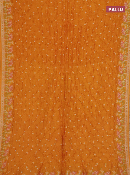 Mango Yellow Bandhani Silk Saree